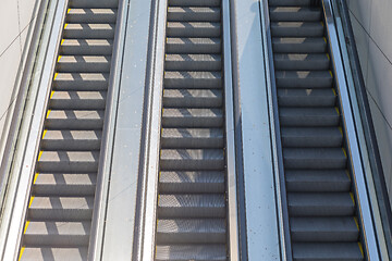 Image showing Three Escalators