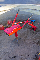 Image showing Red Metal Sandpit Digger