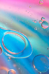 Image showing Defocused pastel colored abstract background picture made with oil, water and soap