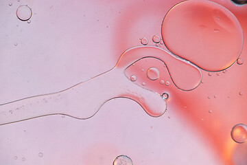 Image showing Pink abstract background picture made with oil, water and soap