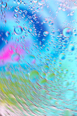 Image showing Defocused multicolored abstract background picture made with oil, water and soap with mooving boubbles