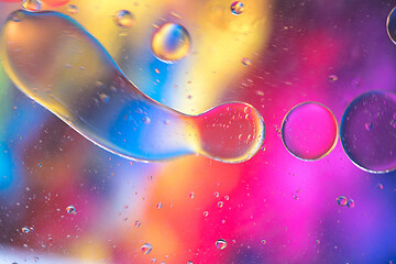 Image showing Rainbow abstract background picture made with oil, water and soap