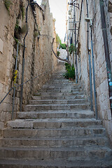 Image showing Steep stairs and narrow street in old town of Dubrovnik