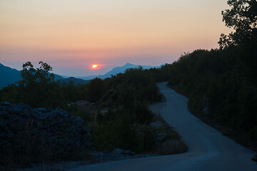 Image showing Scenic view of beautiful sunset above Biokovo mountain nature park