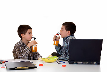 Image showing Boys doing homework