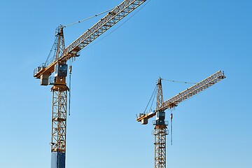 Image showing Tall Construction Cranes