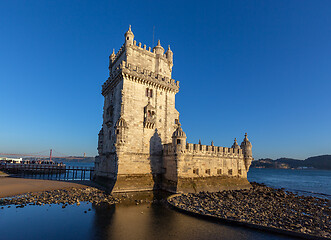 Image showing Belem Tower and Tagus River in Lisbon