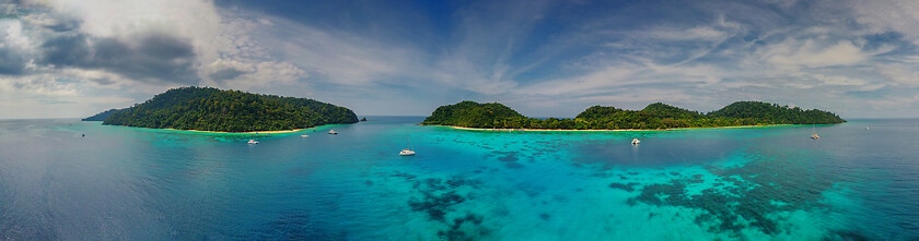 Image showing Beach corals and sea on tropical islands