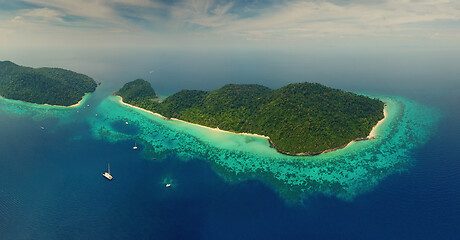 Image showing Beach corals and sea on tropical islands