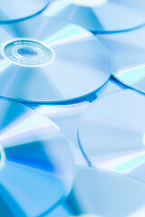 Image showing Stack of CD or DVD in blue tone as background