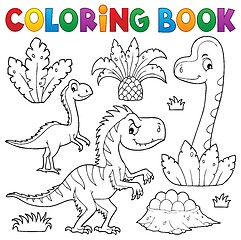 Image showing Coloring book dinosaur composition image 3