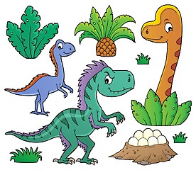 Image showing Dinosaurs and prehistoric nature theme set 1