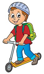 Image showing Boy on kick scooter theme image 1