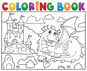 Image showing Coloring book lying dragon theme 2