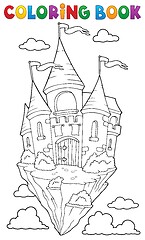 Image showing Coloring book flying castle theme 1