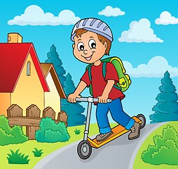 Image showing Boy on kick scooter theme image 2