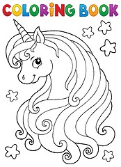 Image showing Coloring book unicorn head theme 1