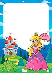 Image showing Princess with umbrella theme frame 1