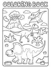 Image showing Coloring book dinosaur composition image 2