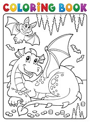 Image showing Coloring book lying dragon theme 3