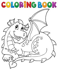 Image showing Coloring book lying dragon theme 1