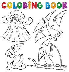 Image showing Coloring book pterodactyls theme set 1