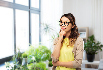 Image showing asian woman in glasses or student at home