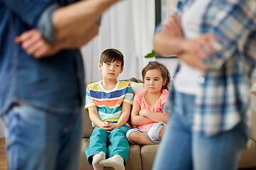 Image showing children watching their parents quarreling at home