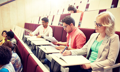 Image showing group of students writing test at lecture hall