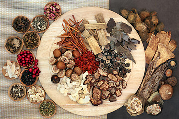 Image showing Collection of Chinese Herbs used in Herbal Medicine  