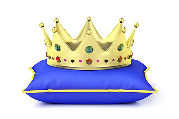 Image showing Gold crown on pillow