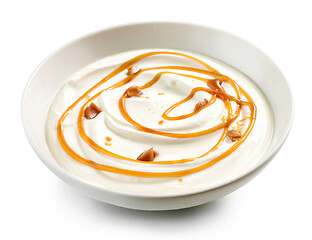 Image showing bowl of caramel yogurt