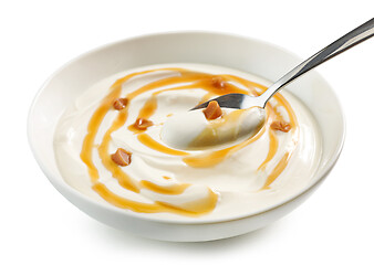 Image showing bowl of caramel yogurt