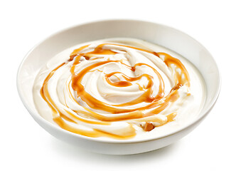 Image showing bowl of caramel yogurt