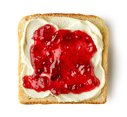 Image showing toasted bread with cream cheese and jam