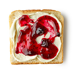 Image showing toasted bread with cream cheese and jam