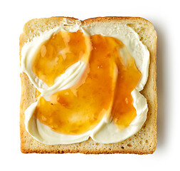 Image showing toasted bread with cream cheese and jam