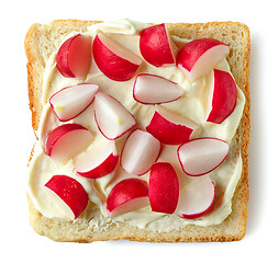 Image showing toasted bread with fresh radish