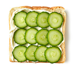 Image showing toasted bread with fresh cucumber