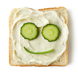 Image showing toasted bread with cream cheese and cucumber