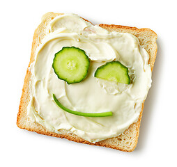 Image showing toasted bread with cream cheese and cucumber