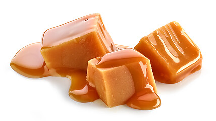 Image showing caramel pieces on white background