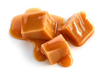 Image showing caramel pieces on white background