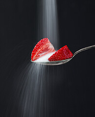 Image showing spoon of strawberry pieces