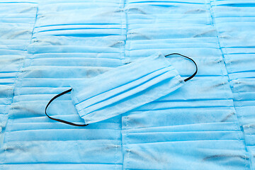 Image showing Medical mask on the same blue background from protective masks. 