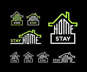 Image showing Stay at home. Vector set on black background