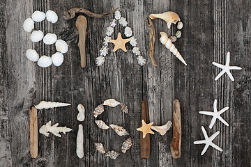 Image showing Abstract Starfish on Rustic Wood Background