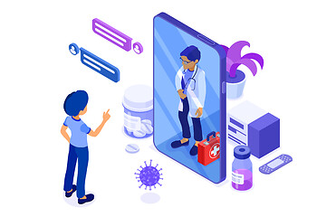 Image showing Online Doctor and Medical Diagnostics Isometric