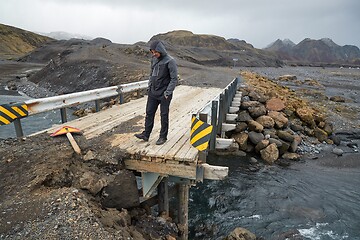 Image showing Broken bridge over a river in Iceland