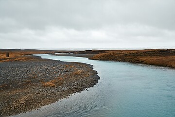 Image showing Driving in Iceland, crossing a river bridge